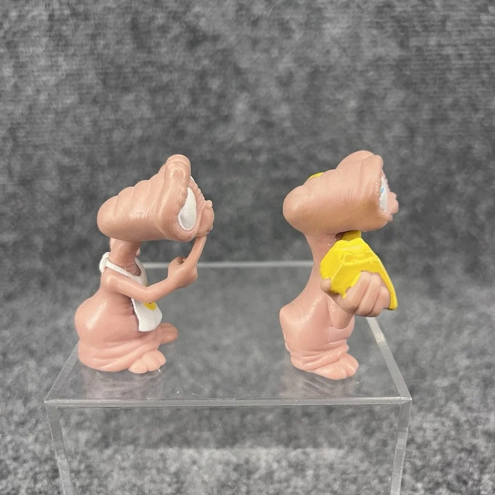 Lot Of 2 ET Extra Terrestrial PVC Toy Figurine 1988 Applause Bib & On Phone